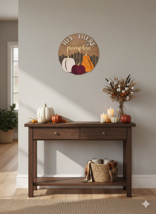 "Hey There Pumpkin" Fall Wood Sign - Rustic Autumn Home Decor